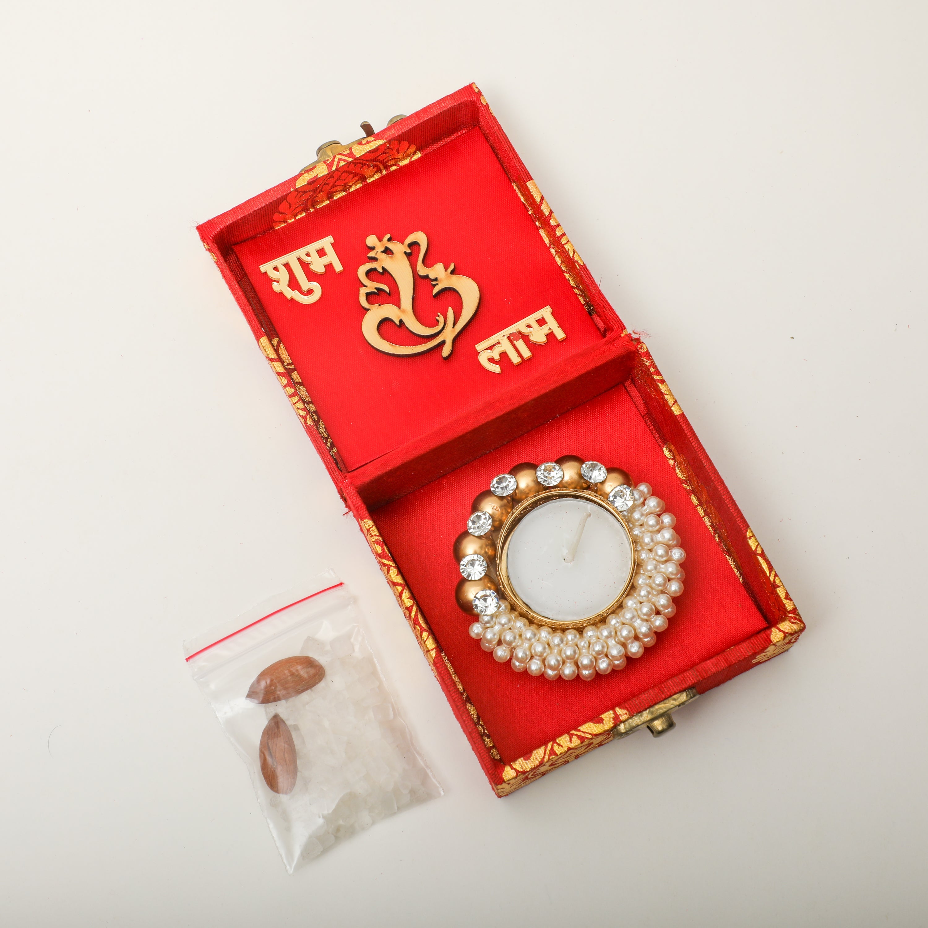 A captivating arrangement of colorful gift items in motif box