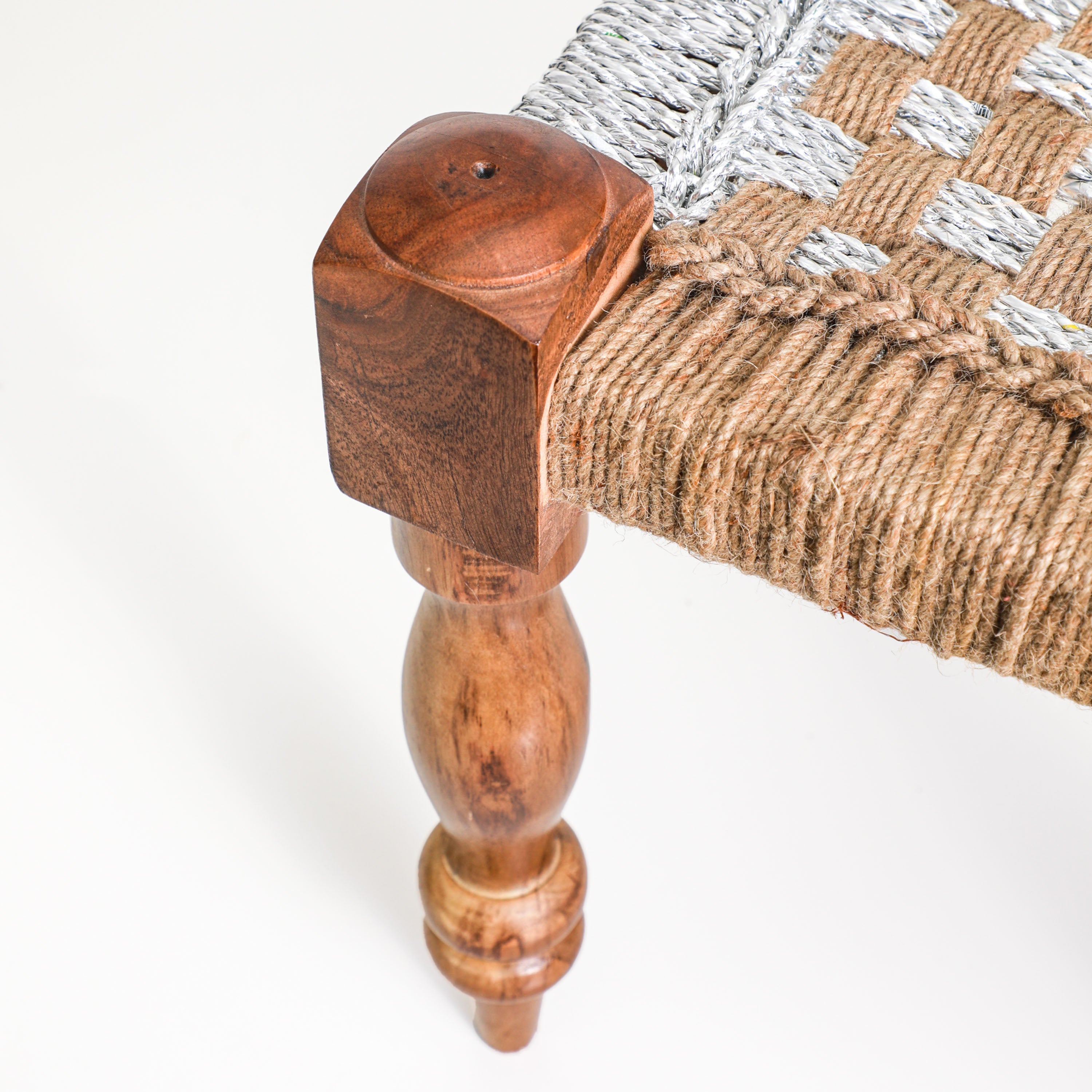 Charpai Chowki Wooden detachable stool for gifting in the USA  Jute ottoman