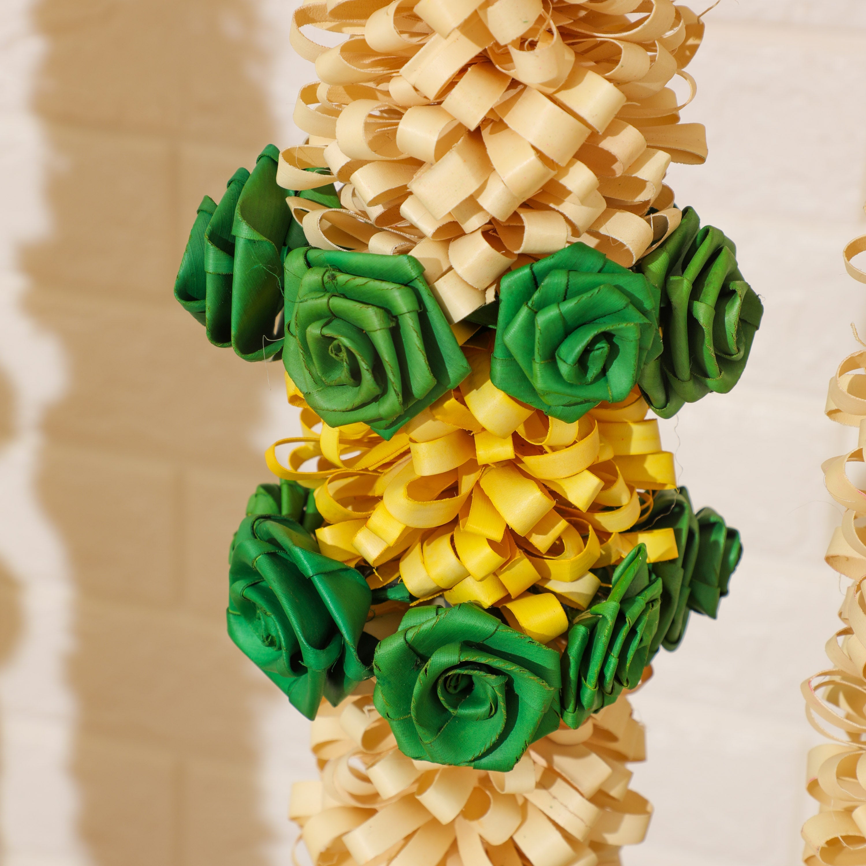 Dried palm leaf flowers