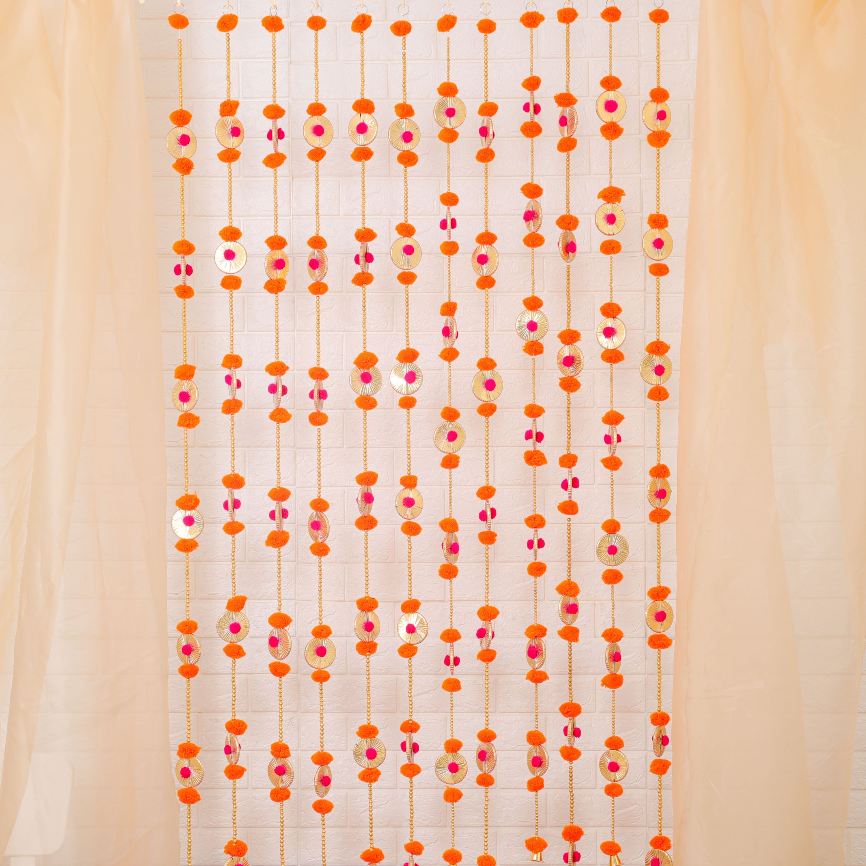 Hanging pom pom garlands