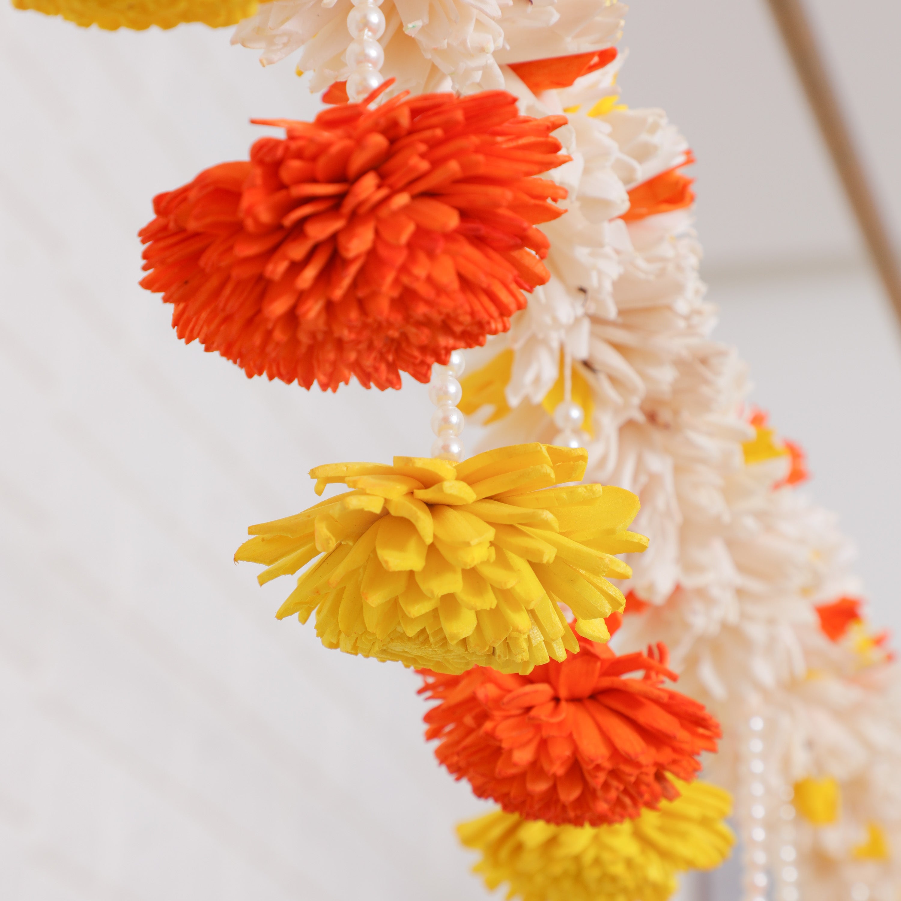 pearl marigold indian diwali garland