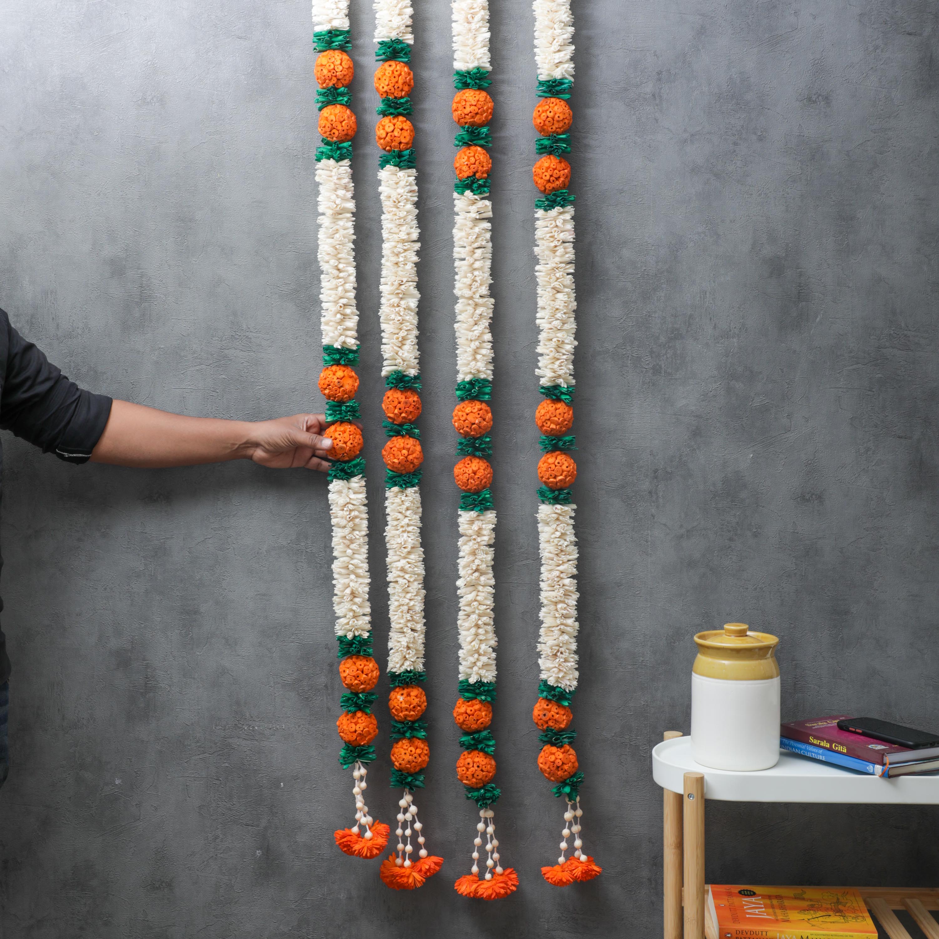 artificial garlands made of sola wood