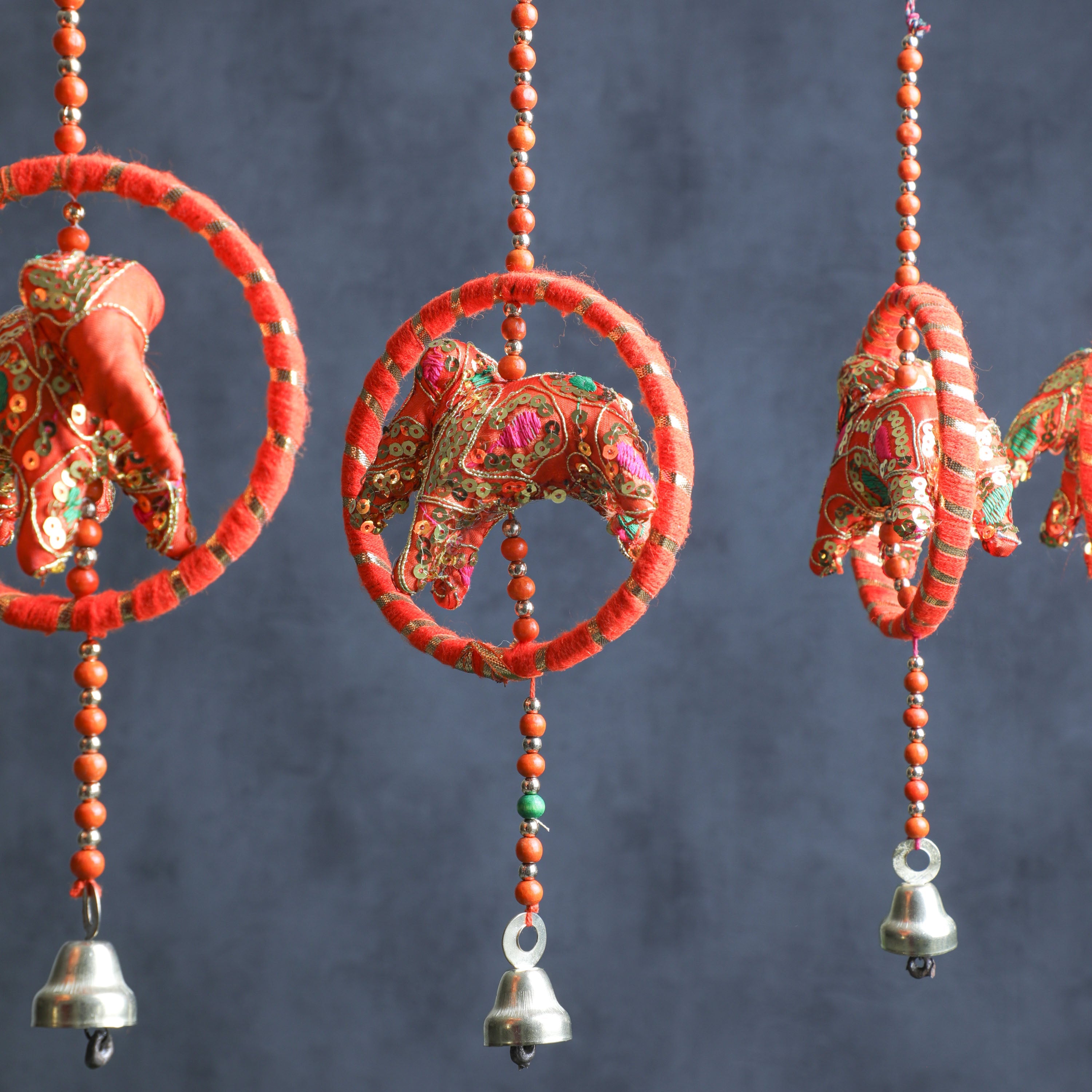 Rajasthani Orange Elephant Hanging for Door/Latkan