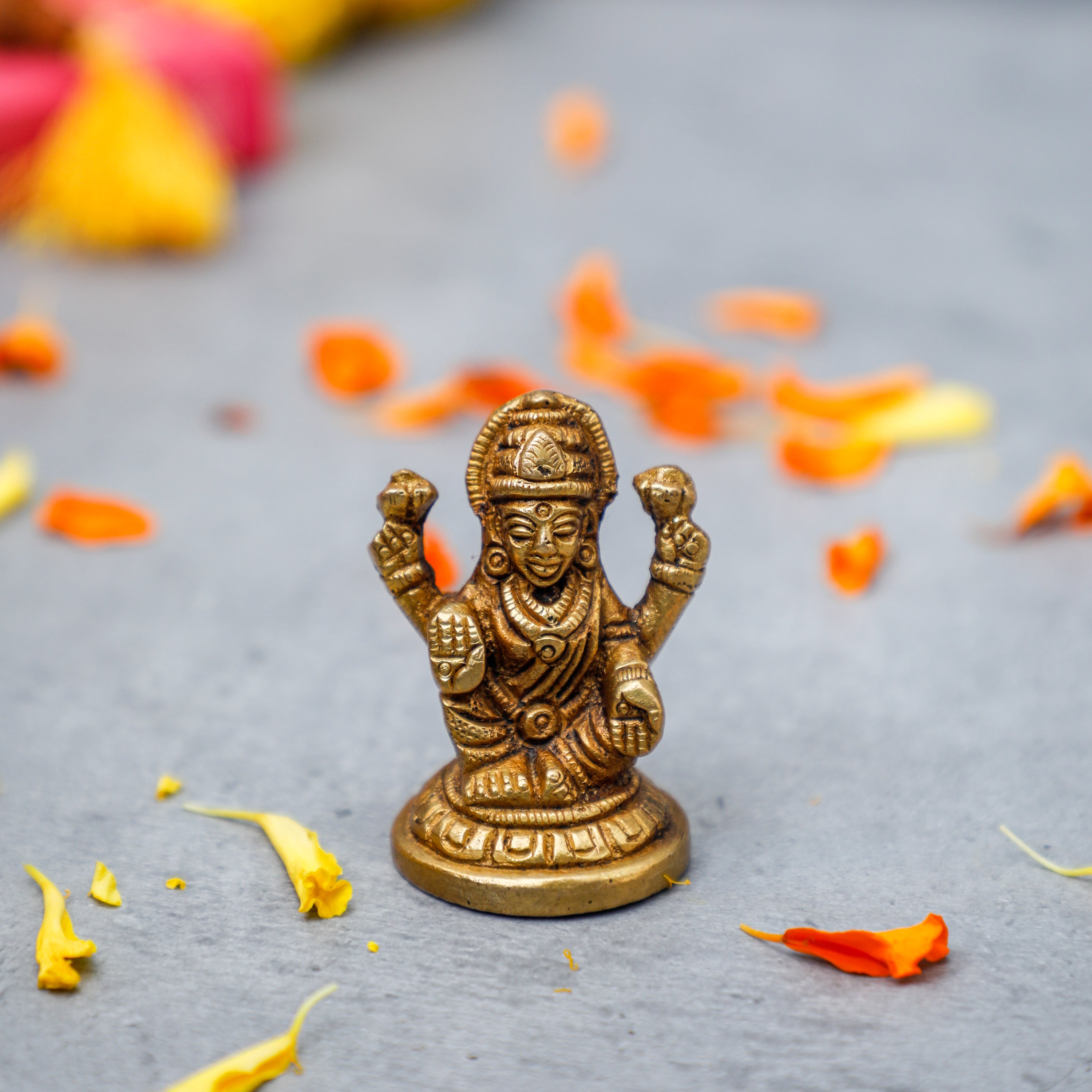 This is a beautiful, unique & gorgeous hand work on solid metal brass figure of hindu goddess Laxmi
