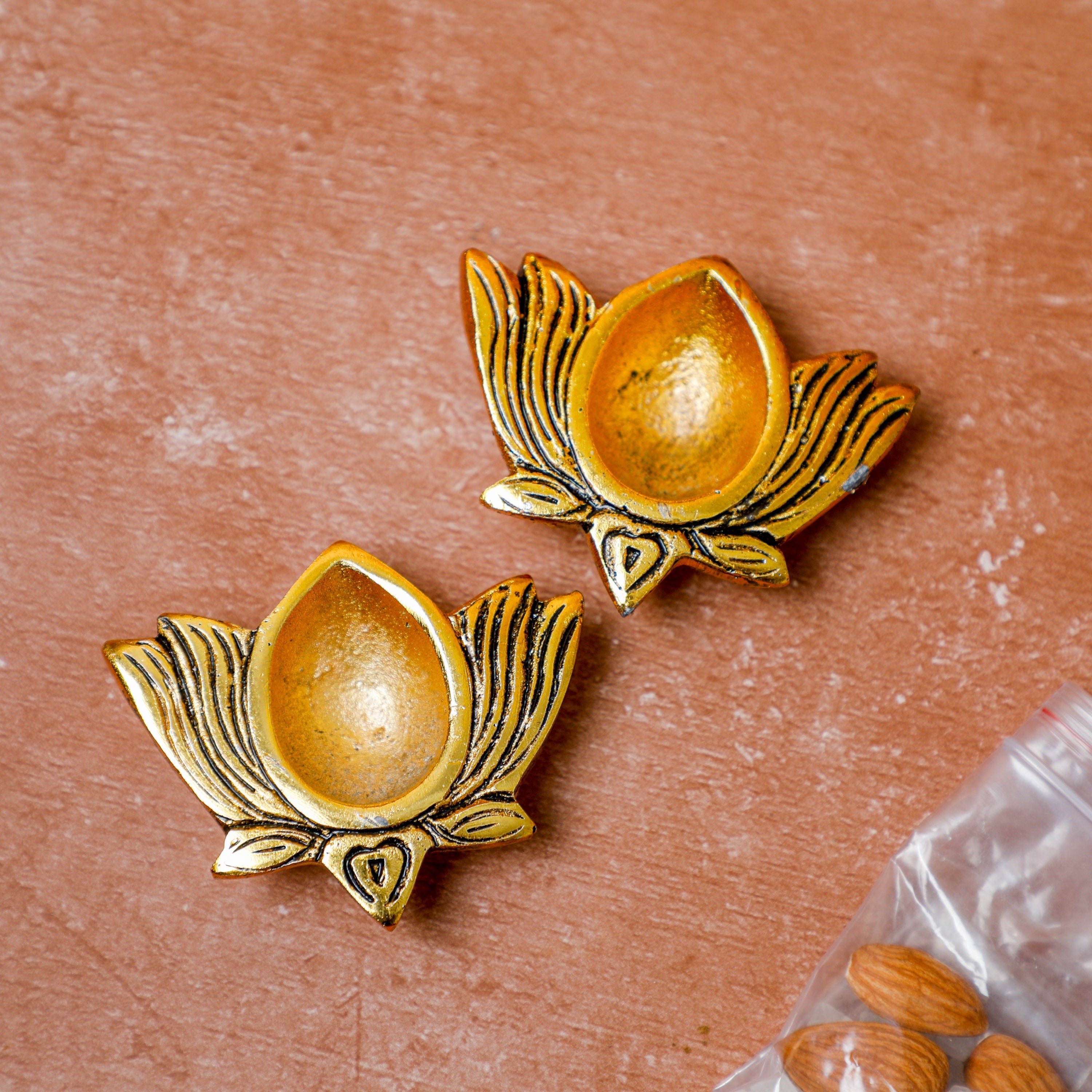 Metal alloy gold plated diyas