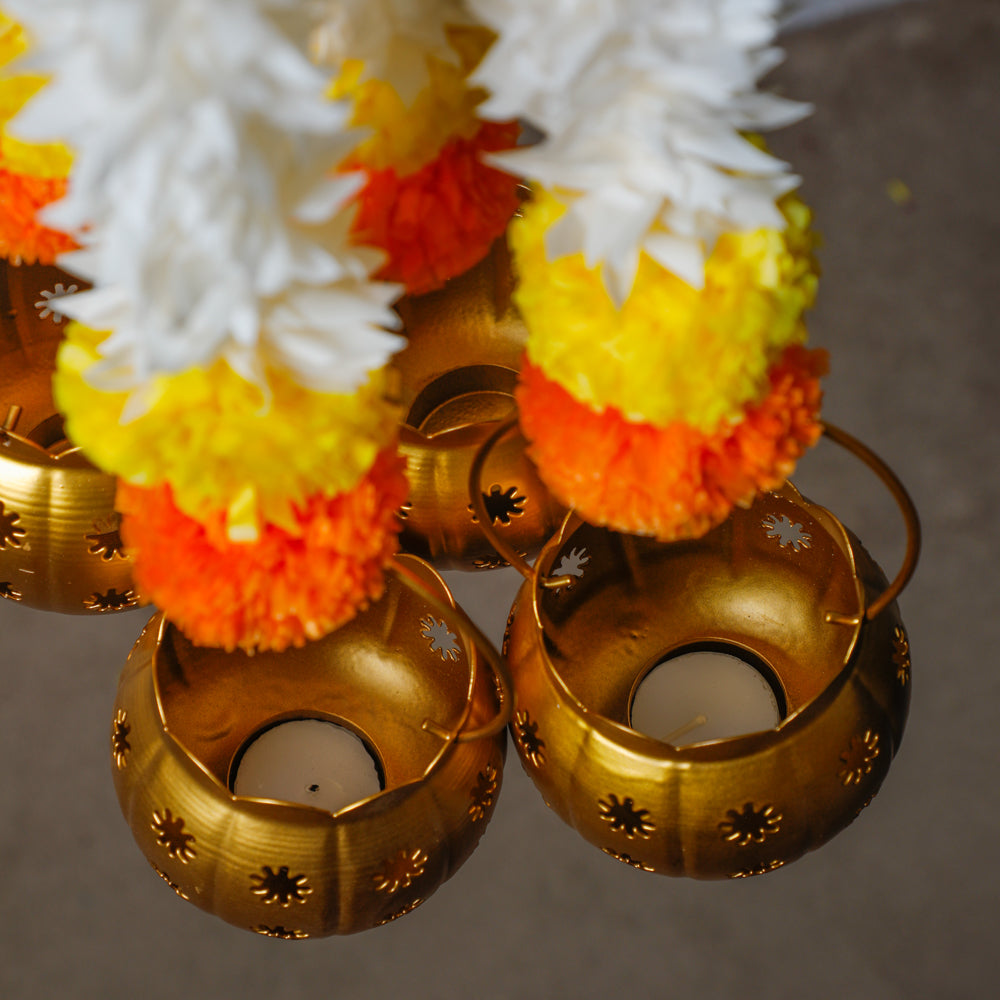 made of alloy material can be hanged in mandir or on the door.