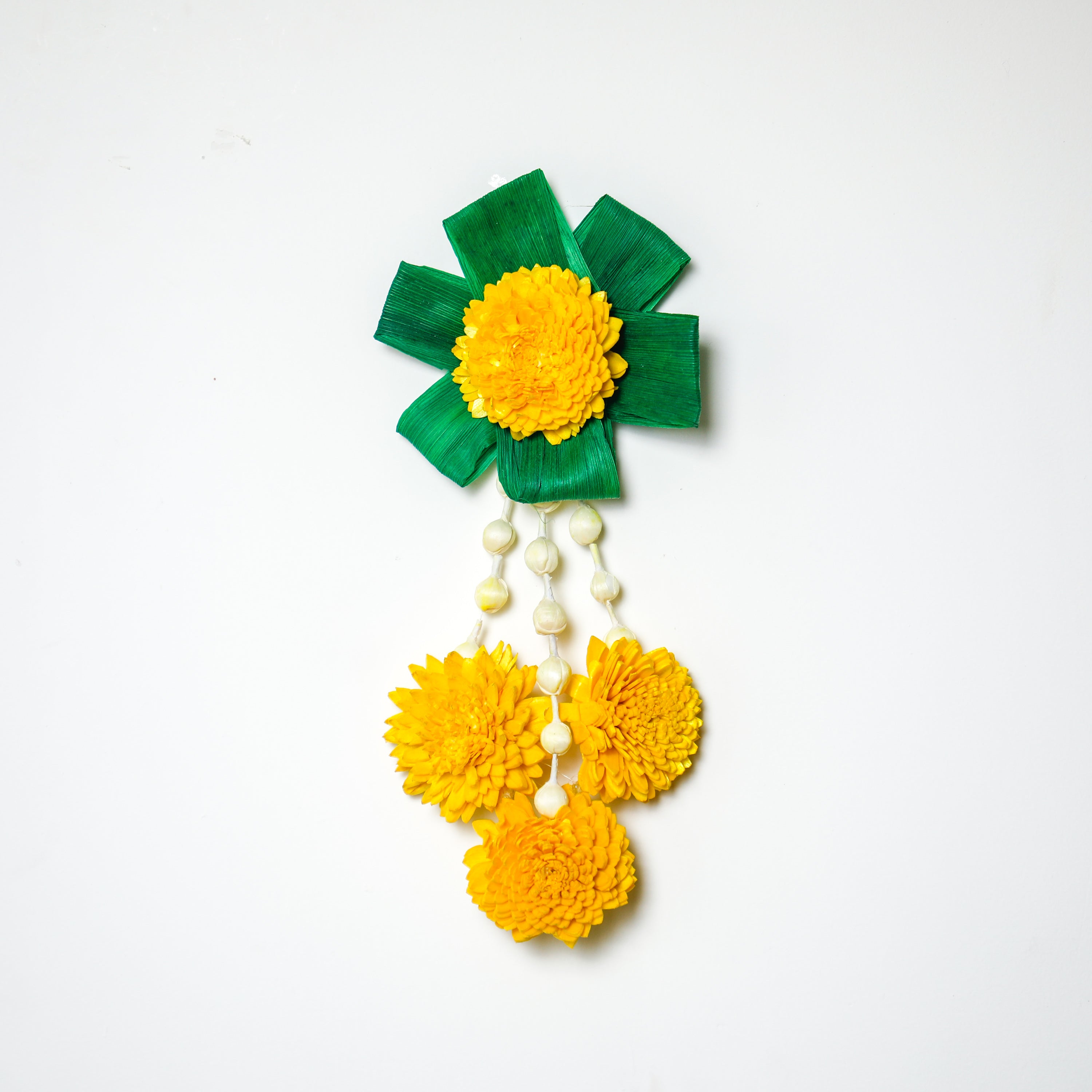 Adorn your pooja room, walls with Palm & Shola Decor hanging Flowers