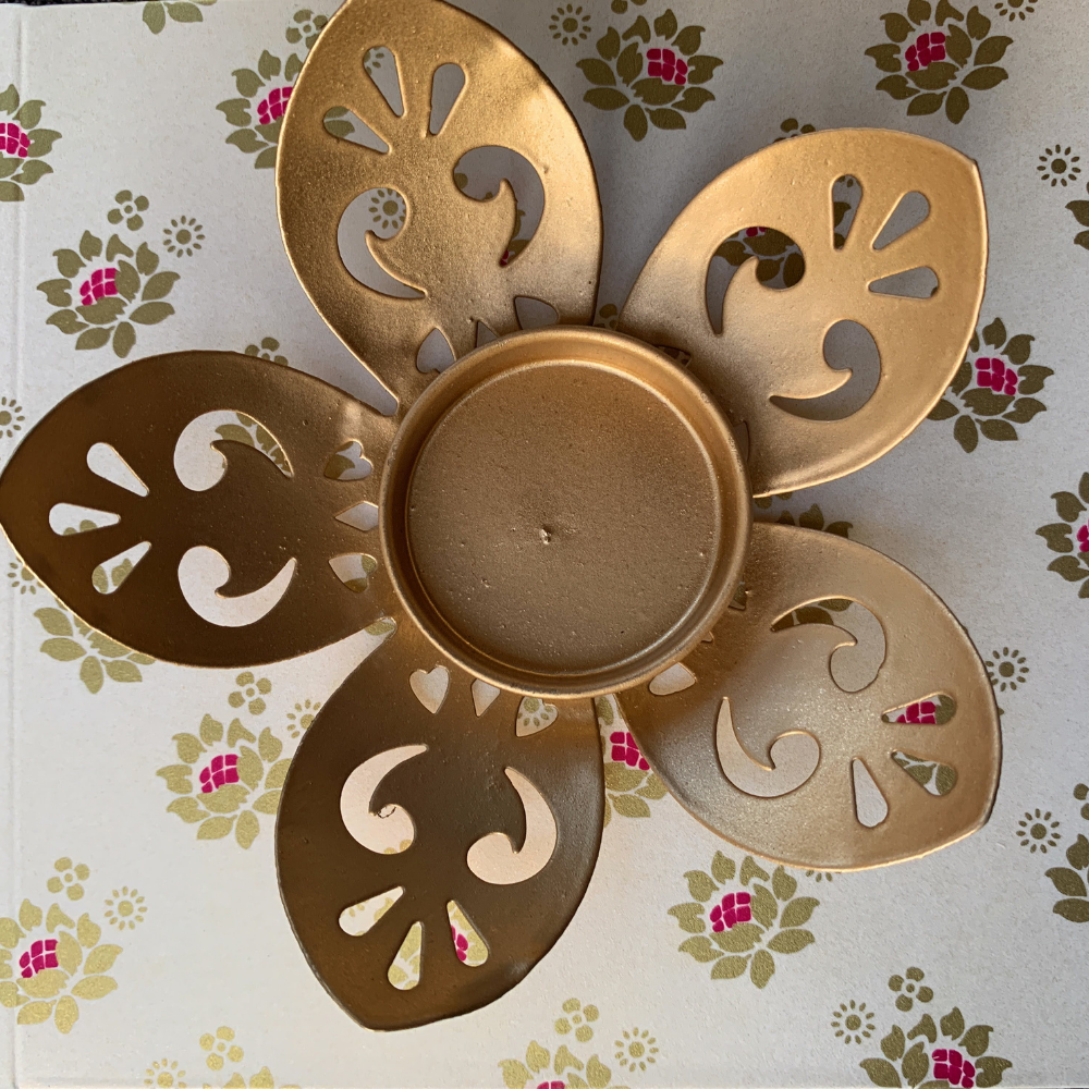 Designer metal tealight diya for diwali pooja decoration