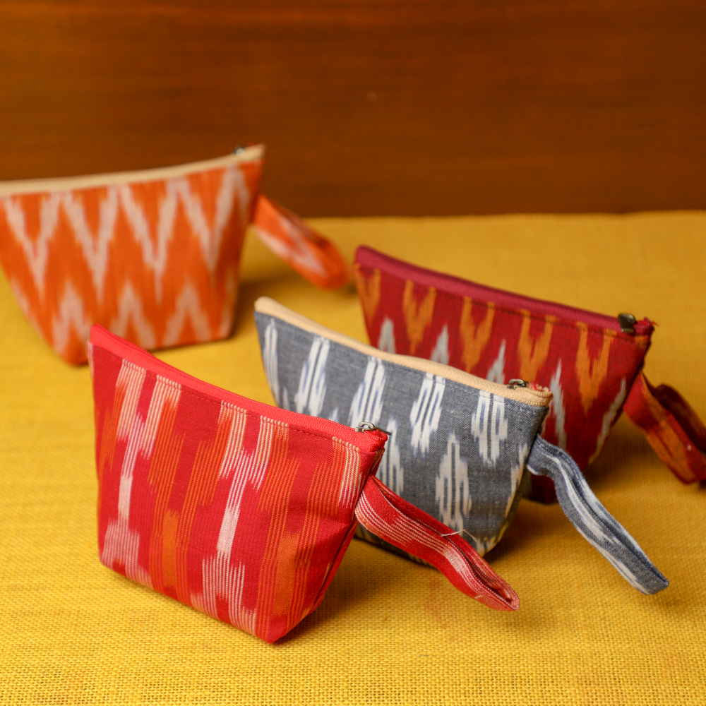 Ikkat Pouches for organizing Make Up essentials