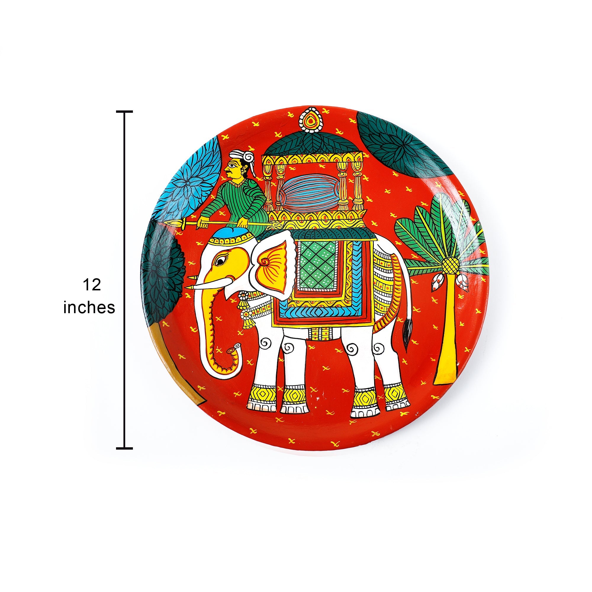 White Elephant Ride Cheriyal Wall Plate - 12
