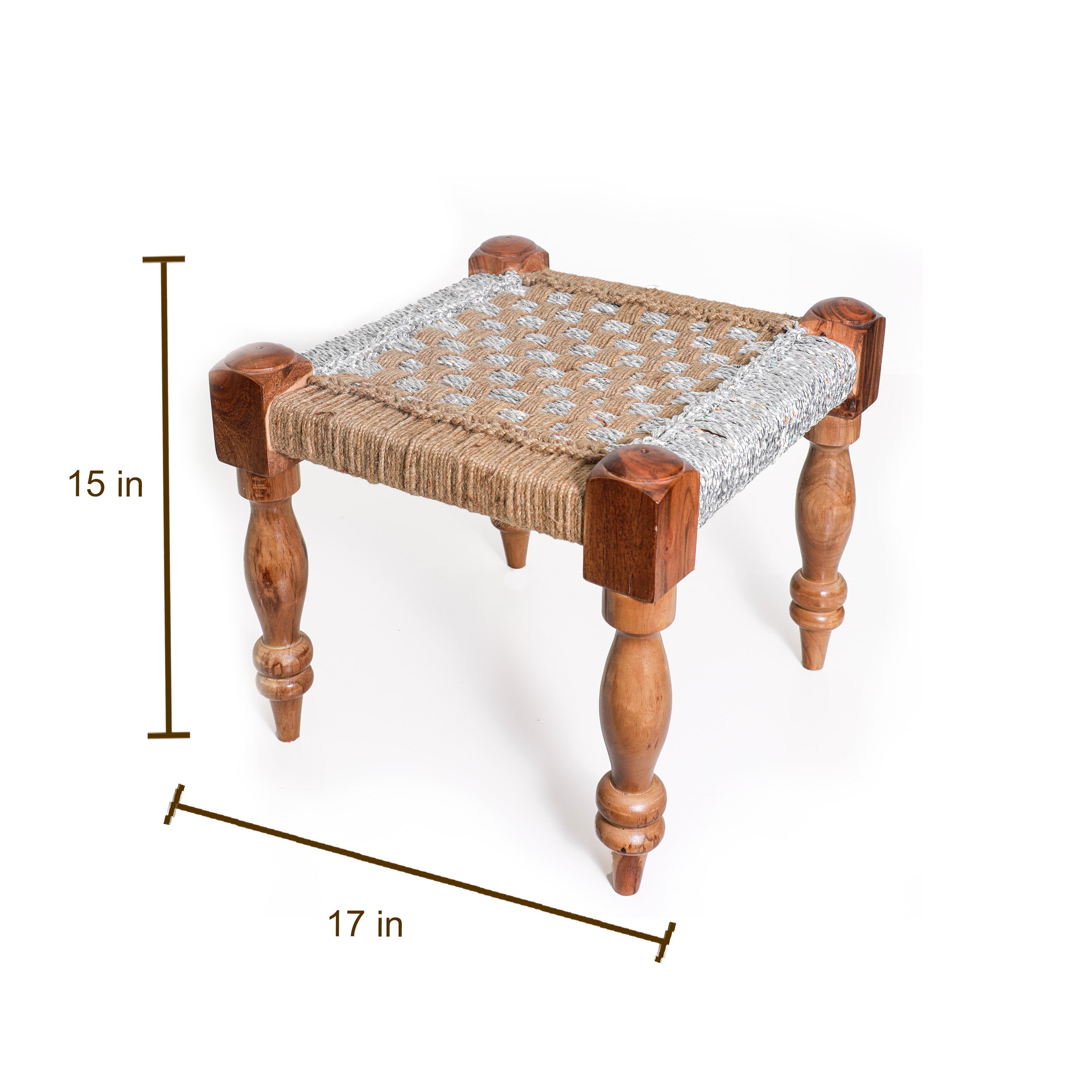 Living room or pooja room Charpoy stool in the USA   NATURAL JUTE ROPE stool in USA